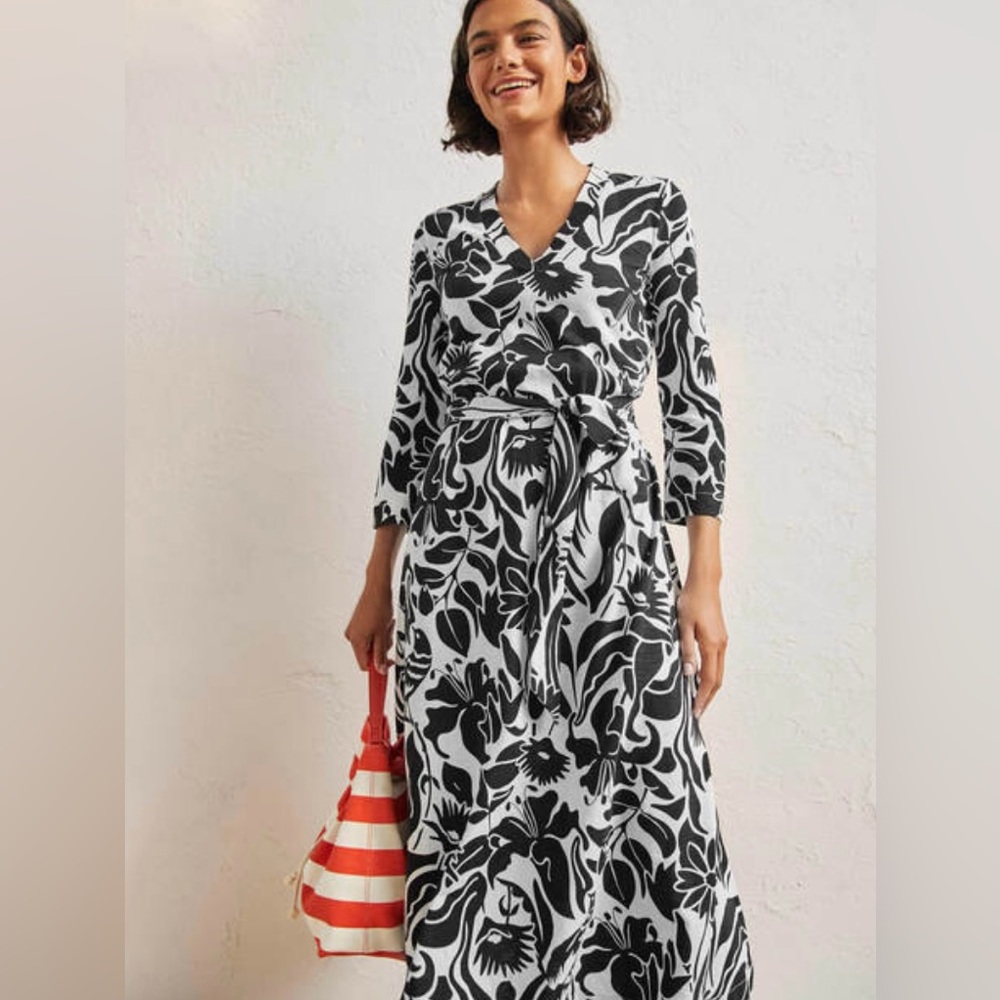 Boden Black and White V-Neck Sundress
